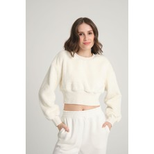 Sumain Design Peluş Ekru  Sweatshirt Xs