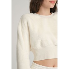 Sumain Design Peluş Ekru  Sweatshirt Xs