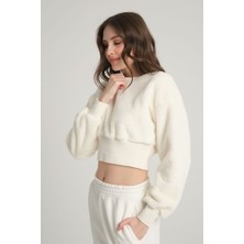 Sumain Design Peluş Ekru  Sweatshirt Xs