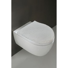 Bonny Home Klozet Kapak Örtüsü Peluş Krem Düz