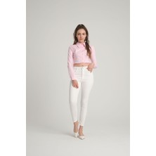 Sumain Design Pembe Crop Poplin  Gömlek Xs