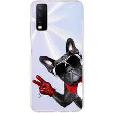 Printify Vivo Y11S ile Uyumlu 1mm Slim Fit Köpek 1 050E Baskılı Şeffaf Silikon Kılıf