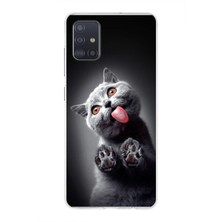 Printify Samsung Galaxy A51 ile Uyumlu 1mm Slim Fit Kedi 2 050C Baskılı Şeffaf Silikon Kılıf