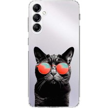 Printify Samsung Galaxy A24 ile Uyumlu 1mm Slim Fit Kedi 3 050D Baskılı Şeffaf Silikon Kılıf