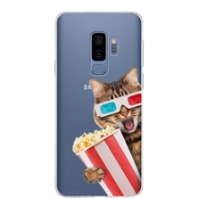 Printify Samsung Galaxy S9 Plus ile Uyumlu 1mm Slim Fit Kedi 2 050B Baskılı Şeffaf Silikon Kılıf