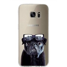 Printify Samsung Galaxy S7 Edge ile Uyumlu 1mm Slim Fit Köpek 2 050F Baskılı Şeffaf Silikon Kılıf