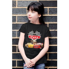 Fuddy Moda Arabalar Baskılı Unisex Çocuk Tişört, Şimşek Mcqueen Baskılı Bebek T-Shirt