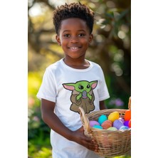Fuddy Moda Baby Yoda Baskılı Çocuk Tişört, Unisex Star Wars Baskılı Bebek T-Shirt