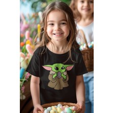 Fuddy Moda Baby Yoda Baskılı Çocuk Tişört, Unisex Star Wars Baskılı Bebek T-Shirt