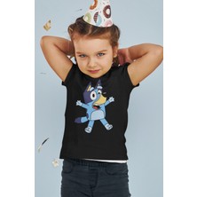 Fuddy Moda Bluey Baskılı Çocuk Tişört, Unisex Çizgi Film Baskılı Bebek T-Shirt