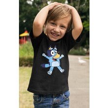 Fuddy Moda Bluey Baskılı Çocuk Tişört, Unisex Çizgi Film Baskılı Bebek T-Shirt