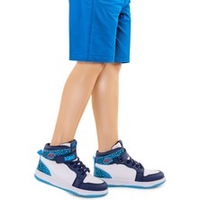 Kiko Kids Alpa Cırtlı Günlük Erkek Çocuk Spor Ayakkabı Lacivert - Beyaz - Turkuaz