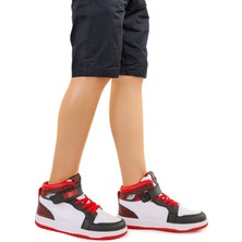 Kiko Kids Alpa Cırtlı Günlük Erkek Çocuk Spor Ayakkabı Siyah - Beyaz - Kırmızı