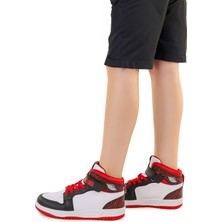Kiko Kids Alpa Cırtlı Günlük Erkek Çocuk Spor Ayakkabı Siyah - Beyaz - Kırmızı