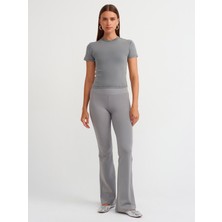 71054 Beli Fitilli Ispanyol Paça Pantalon-Gri