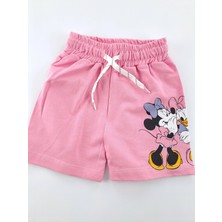 Bonboner Kids Kız Çocuk Şort Tişort Ikili Takım Minnie Mouse Baskılı Sırt ve Göğüs Baskılı