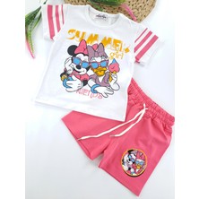 Bonboner Kids Kız Çocuk Şort Tişort Ikili Takım Minnie Mouse Baskılı Pembe Renk