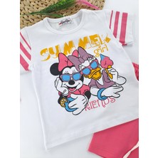 Bonboner Kids Kız Çocuk Şort Tişort Ikili Takım Minnie Mouse Baskılı Pembe Renk