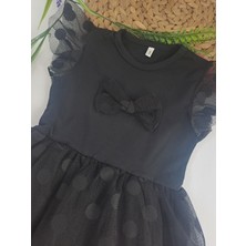 Bonboner Kids Kız Çocuk Dantelli Fiyonklu Elbise Kırmızı Siyah Krem Kırmızı Renk Seçenekleri