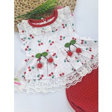 Bonboner Kids Kız Çocuk/bebek Bürümcük Şort Dantel Gömlek Ikili Takım Kiraz Baskı ve Ponpon Kirazlı