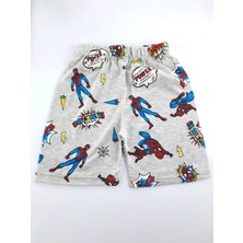 Bonboner Kids Kız Çocuk Yazlık Şortlu Pijama Takımı Gri Spiderman Baskılı