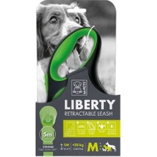 M-Pets Liberty Şerit Otomatik Köpek Gezdirme Kayışı 5 mt Yeşil Medium