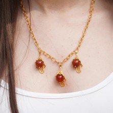Plata Collection Akik Taşlı Gold Zincir Kolye