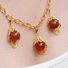 Plata Collection Akik Taşlı Gold Zincir Kolye