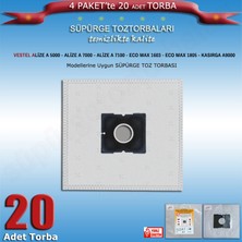 STT Vestel Alize A 5000 - Alize A 7000 - Alize A 7100 - Eco Max 1603 - Eco Max 1805 - Kasırga A9000  Modellerine Uygun 20 adet Süpürge Toz Torbası  200120