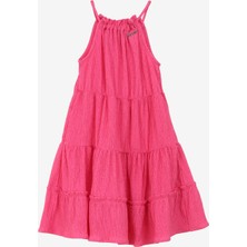 Barbie Pembe Kız Çocuk Yuvarlak Yaka Regular Fit Simli Elbise BRB4SG-ELB6008
