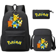 Sfehv108 3 Adet/takım Anime Pokemon Pikachu Sırt Çantası Erkek ve Kız Hafif Çanta Hildren Okul Çantası Öğrenci Kawaii Sırt Çantası (Yurt Dışından)