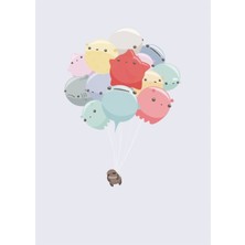 Jeronkarji Balon Hayvanlar Tablo Ahşap Poster Dekoratif