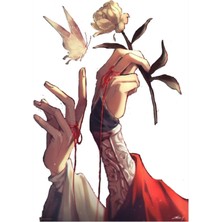 Jeronkarji Tian Guan Ci Fu Xie Lian/hua Cheng Grafik Tablo Ahşap Poster Dekoratif