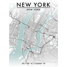 Jeronkarji New York Şehri Haritası Tablo Ahşap Poster Dekoratif