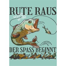 Jeronkarji Olta ve Almanca Alıntı Bir Balık Içeren Harika Tasarım. Tablo Ahşap Poster Dekoratif