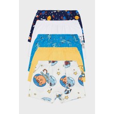 Lela Desenli Streç Pamuklu 5'li Paket Boxer Erkek Çocuk Boxer 6651006UZAY