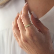 Glorria Kişiye Özel Isimli Minimal Bar Gümüş Yüzük