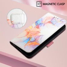 Mellow Shop Realme 12 Pro 5g Için Kickstand Cüzdan Pu Deri Mermer Desen (Yurt Dışından)