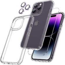 Etiget Apple iPhone 14 Pro Max Şeffaf Kılıf, Kamera Lens Koruyucu, Cam Ekran Koruyucu 3'in 1 Süper Set