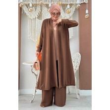 Bym Fashion Kimono Bel Lastikli Pantolon Takım 8560 Kahverengi