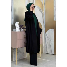 Bym Fashion Kimono Bel Lastikli Pantolon Takım 8560 Siyah
