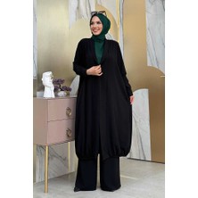 Bym Fashion Kimono Bel Lastikli Pantolon Takım 8560 Siyah