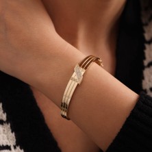 Sembol Gold Modern Tasarım Altın Kelepçe Fizyon