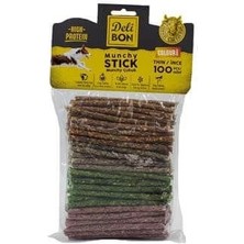 Delibon Munchy Karışık Renk Ince Deri Çubuk Köpek Ödülü 100 Adet