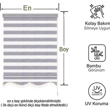 Mekstor Soft Bamboo Gri Beyaz Kırçıllı Zebra Perde ( Etek Boncuklu )