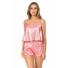 Özkan Underwear Primoda 9080 Ince Askılı Saten Babydoll Şortlu Takım