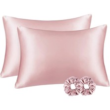 Ant Home Teks Ipek  Dokulu Saten 50X70 cm Yastık Kılıfı 2 Adet Pembe 2 Toka YSTK01, One Size