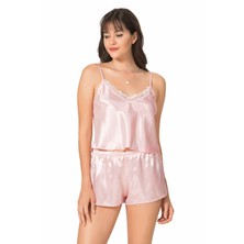 Özkan Underwear Primoda 9053 Ince Askılı Saten Babydoll Şortlu Takım