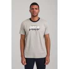 New World Polo Bisiklet Yaka Gri Boyalı Slim Fit Tişört 24SSM20292