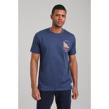 New World Polo Bisiklet Yaka Indigo Regular Custom Tişört 24SSM20293